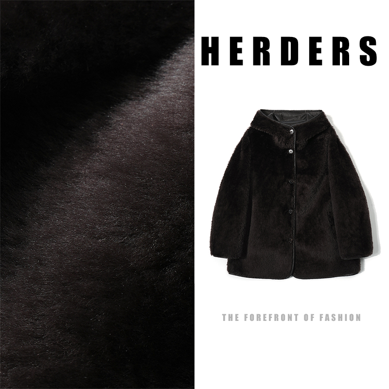 HERDERS 中长款连帽两面穿皮毛一体外套 52329