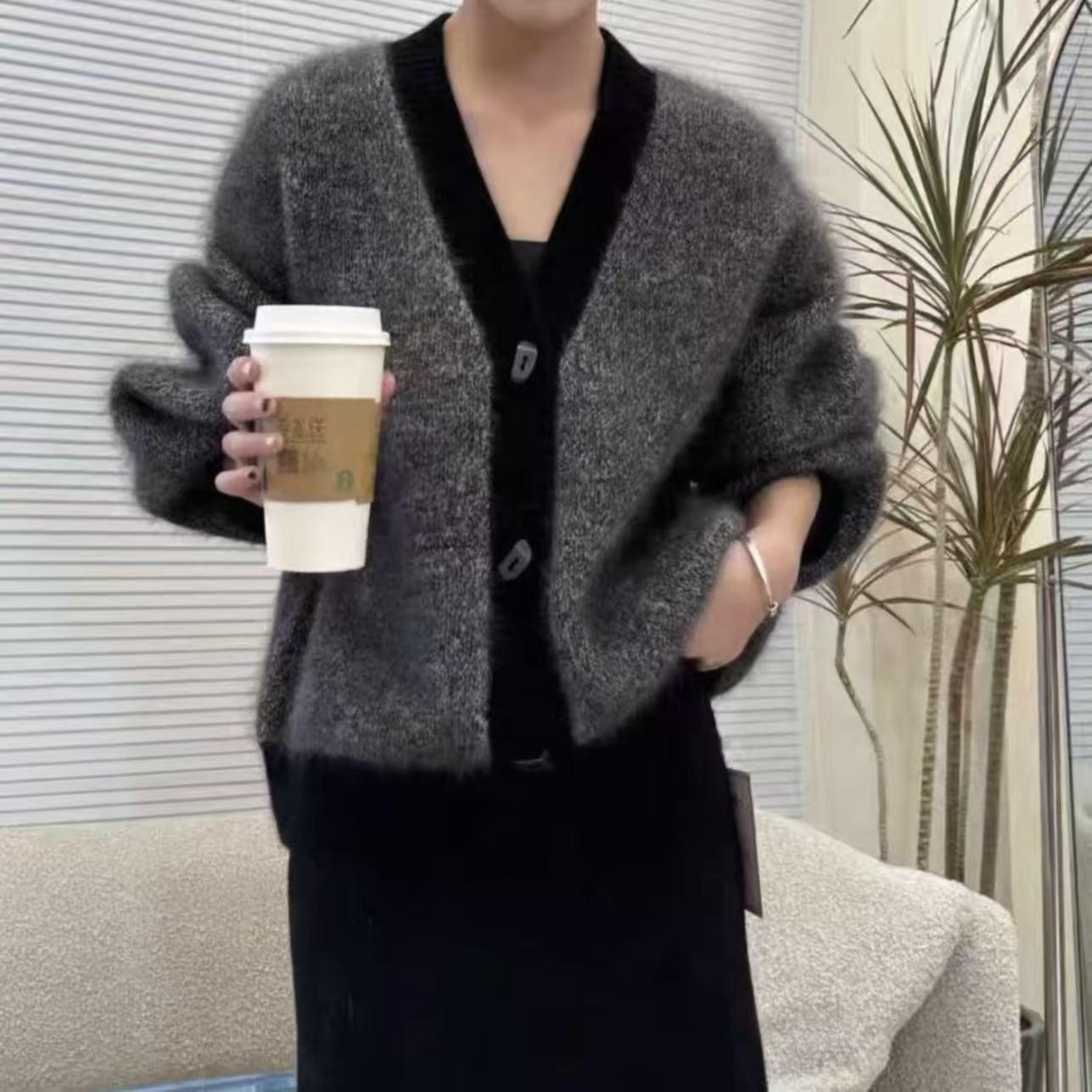 2025韩系开衫新款韩版百搭亲肤套头衫显瘦气质洋气v领宽松时尚