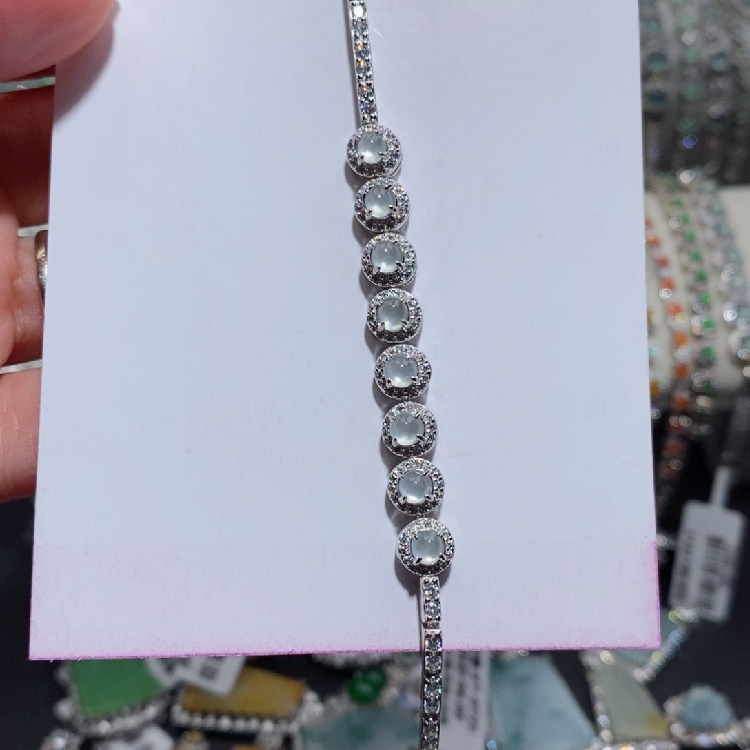 翡翠手链银S925镶嵌c c c