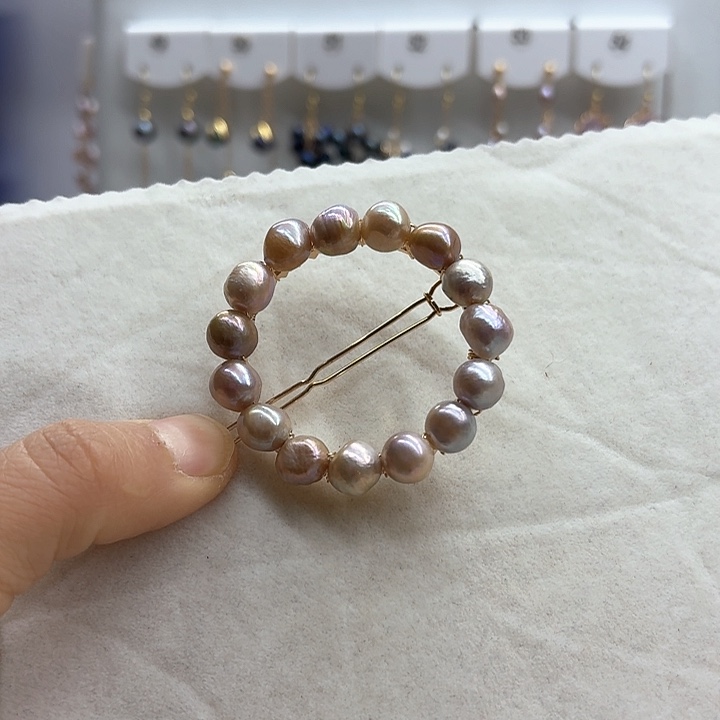 淡水珍珠发饰银S925镶嵌