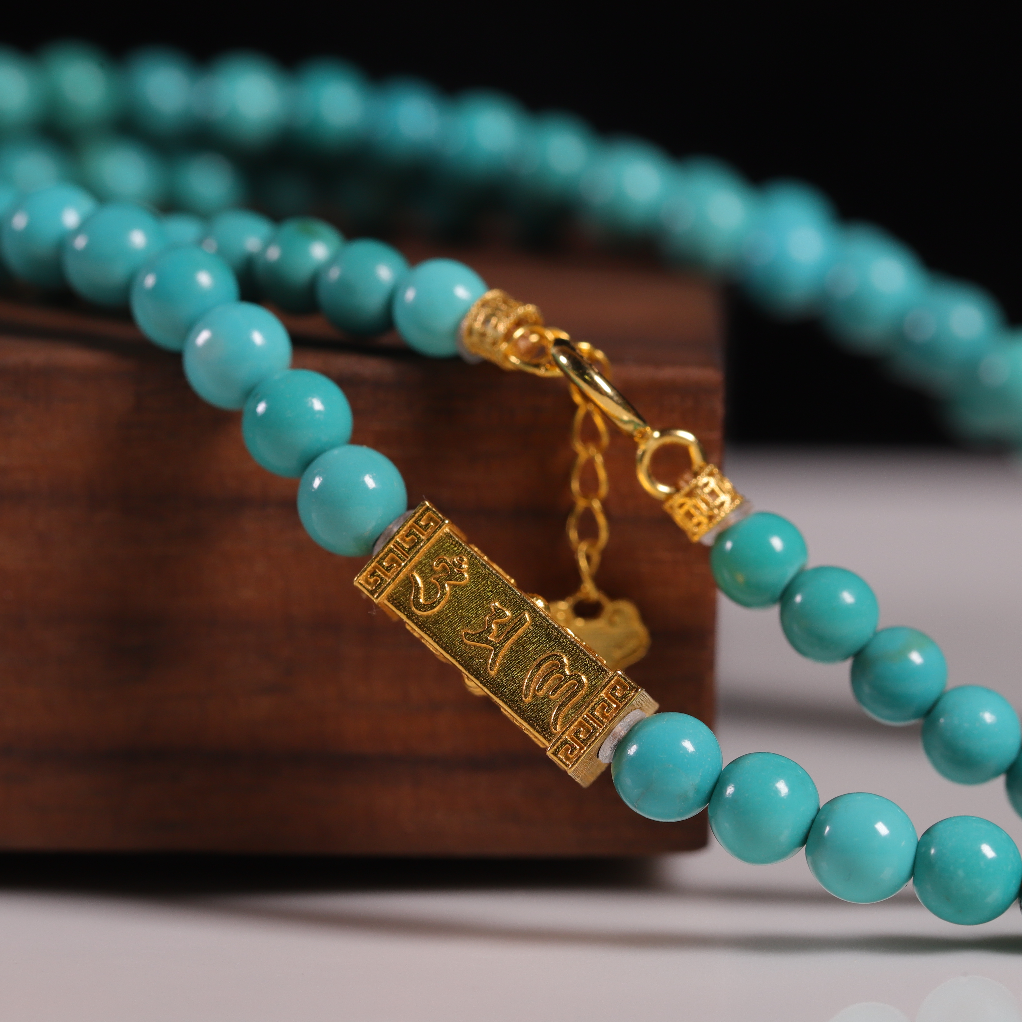 天然原矿绿松石高瓷玉化18K金精品项链