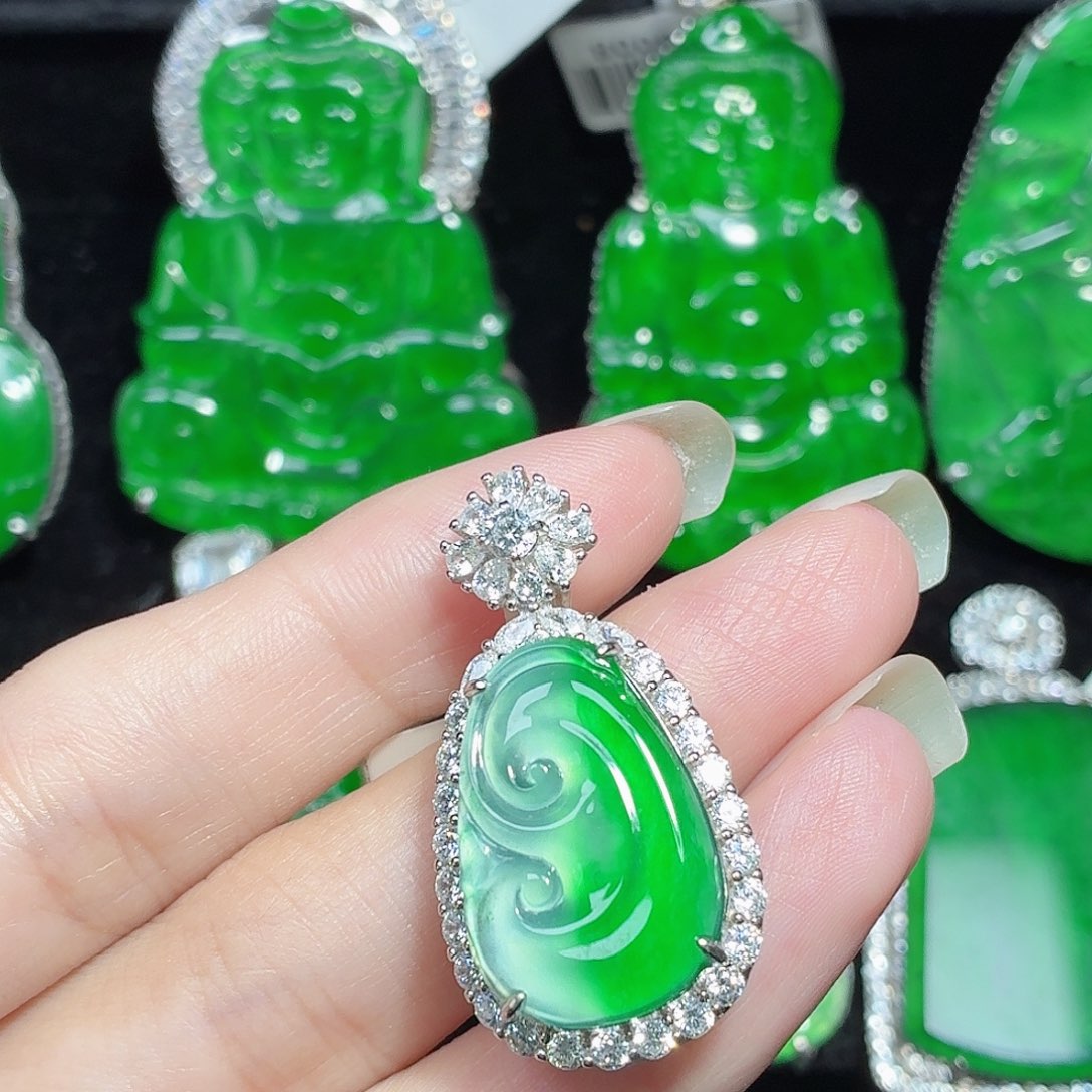 翡翠银S925镶嵌颈饰111