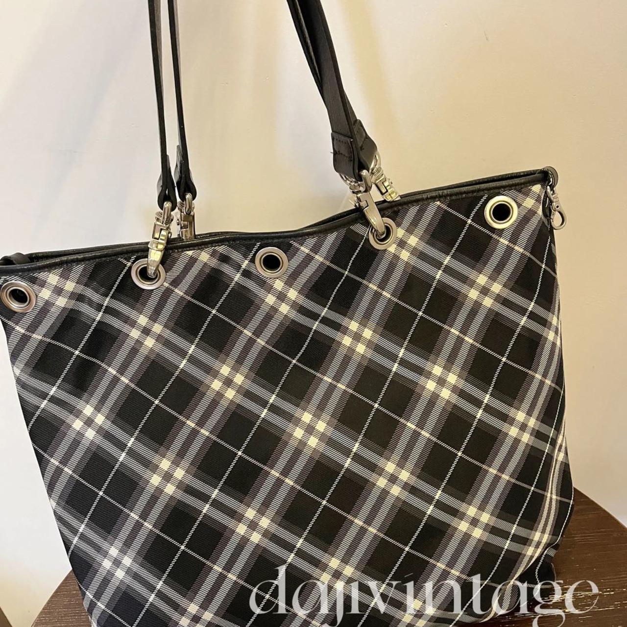 95新 BURBERRY/博柏利 大吉中古/Burberry蓝色格纹双面tote