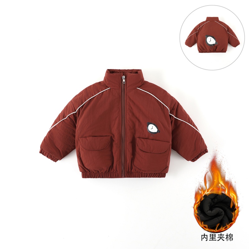 【现货】儿童棉服冬季新款男童韩版拼条卡通夹棉保暖外套AW089