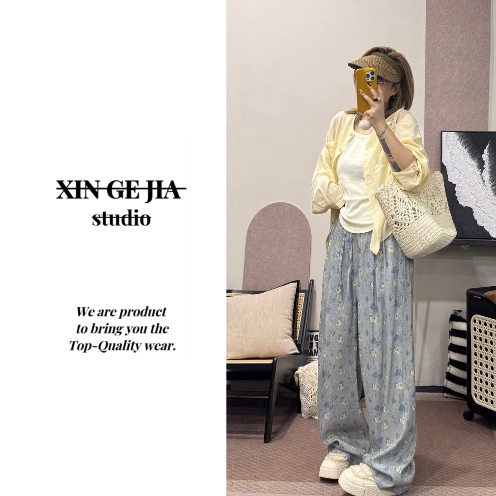 【欣哥】微胖大码 夏日 “印花”松弛慵懒 凉爽阔腿裤