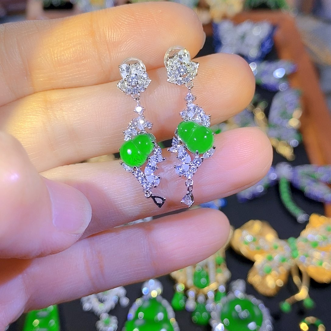 吊坠(不含链)银S925镶嵌翡翠