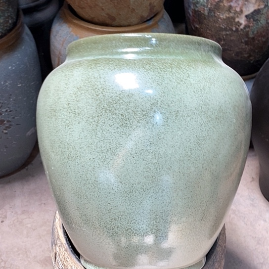 紫砂花盆口20高度31苹果绿