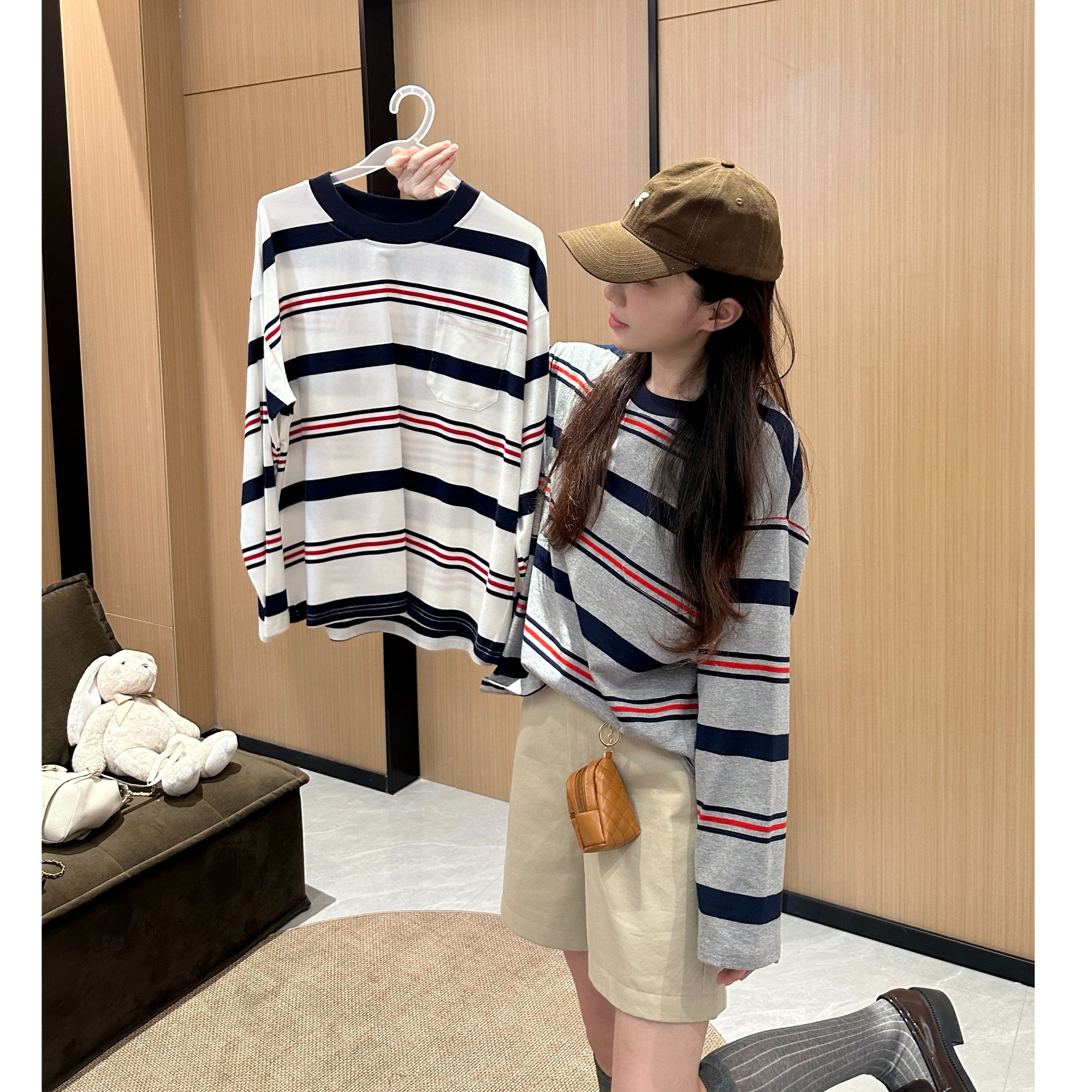 【缪系拽姐】MIU系宽松纯棉T恤韩系秋季打底衫圆领长袖打底休闲