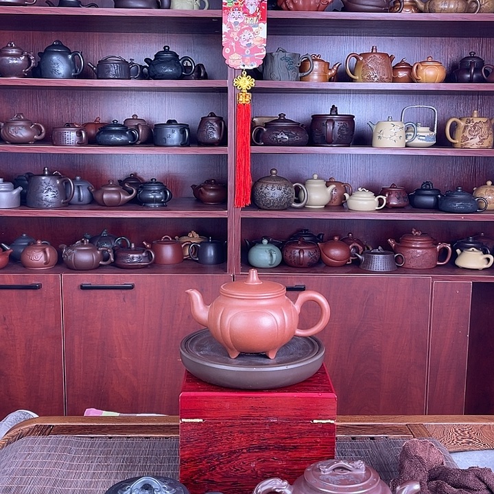 登***远茶壶紫砂久久红降坡全手工