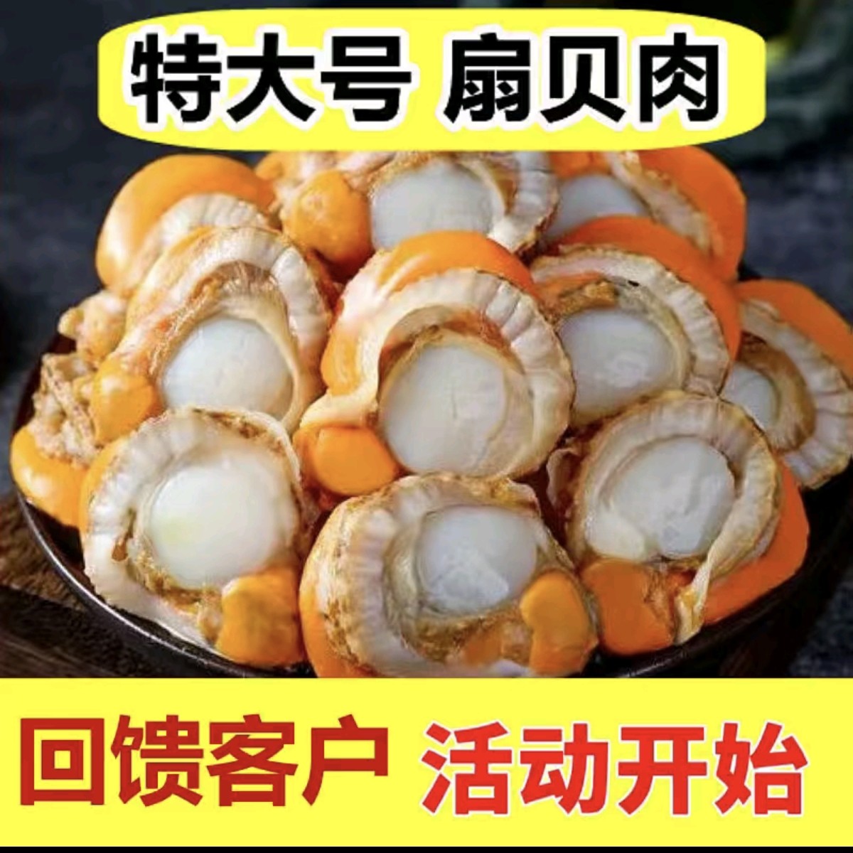 特大号扇贝肉新鲜熟冻无泥无沙带膏带黄