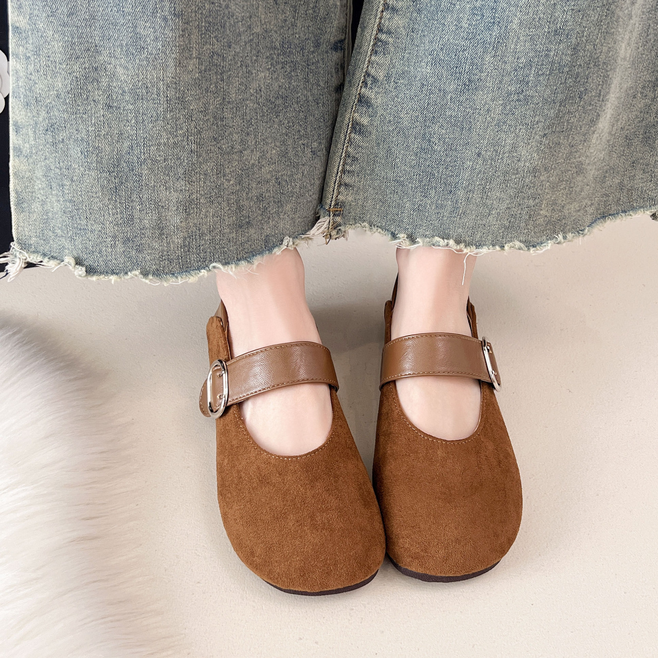 （秀儿福利专场）韩版圆头牛反绒新款秋季