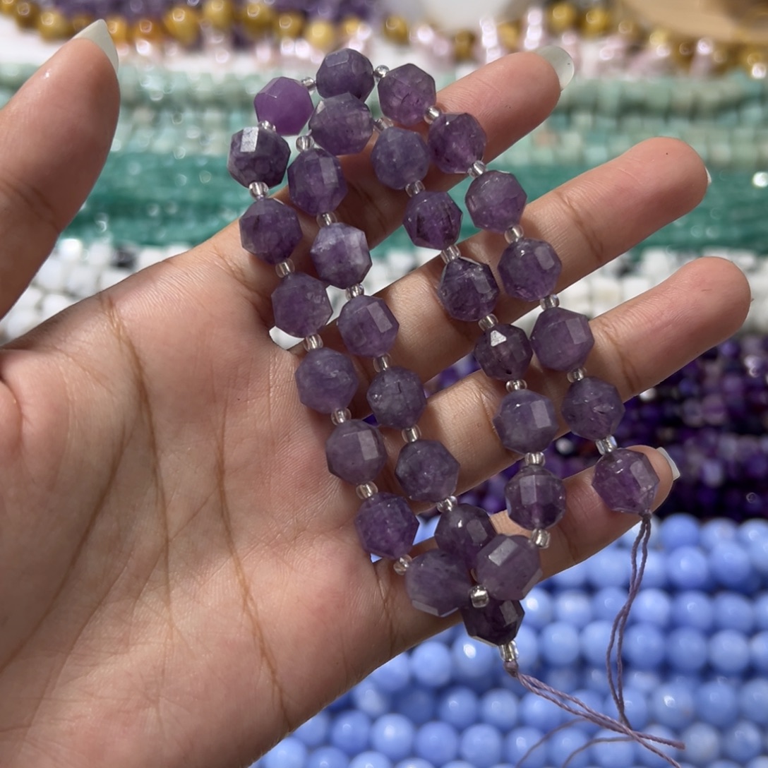 玛瑙/玉髓合金珠宝半成品Y114紫水玉9mm一条