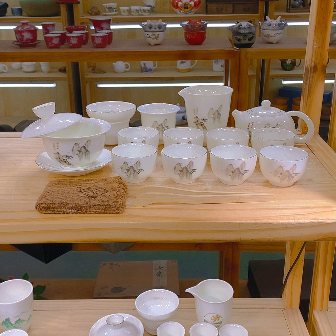 【不止】羊脂玉瓷茶具套装