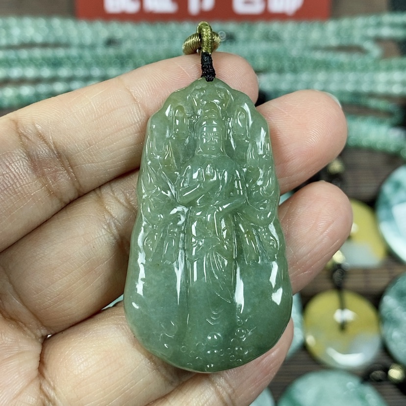 【闪购商品】翡翠颈饰未镶嵌玉吊坠翡翠玉站千手观音小款