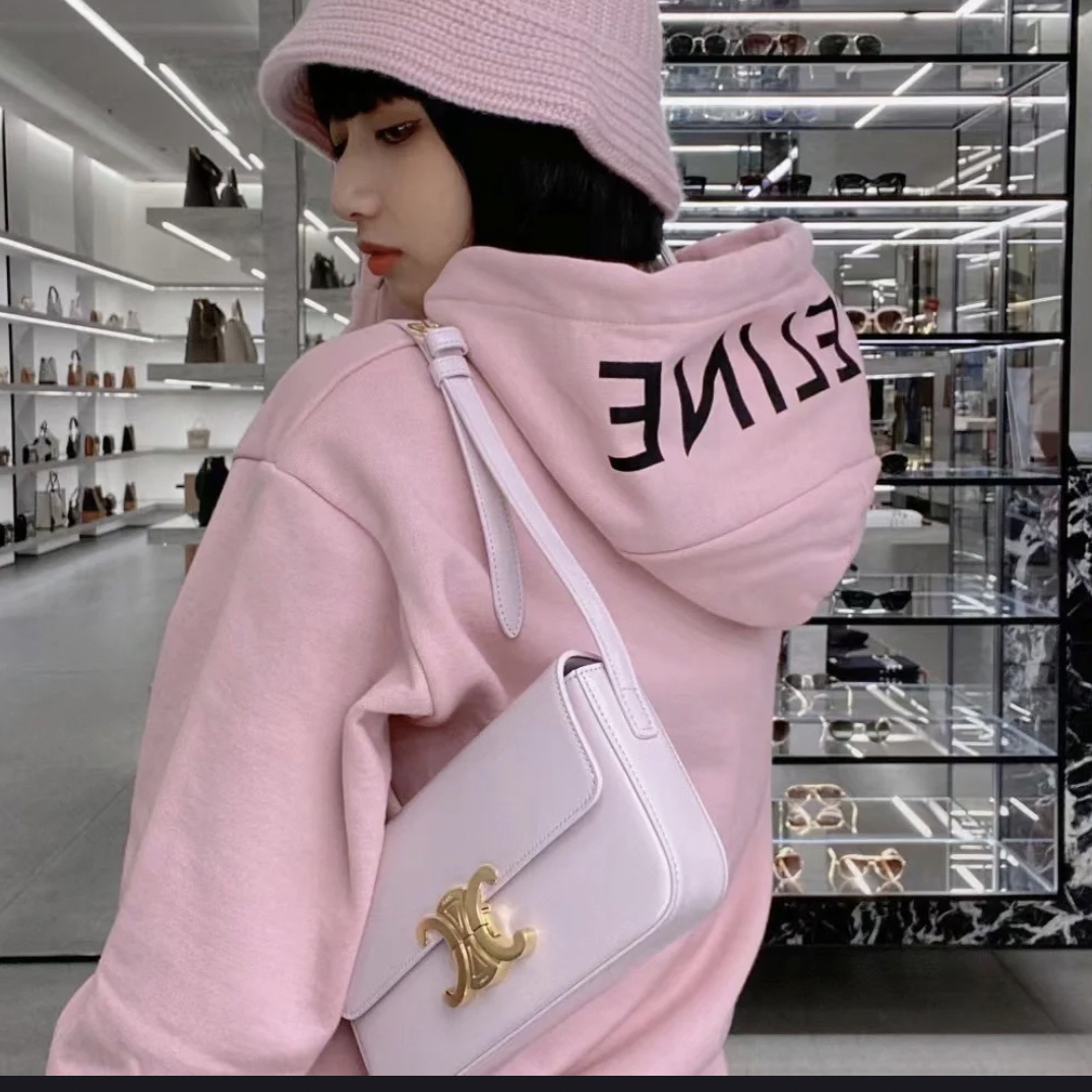 CELINE/赛琳 wdf55 字母印花棉质抓绒连帽卫衣 xs码
