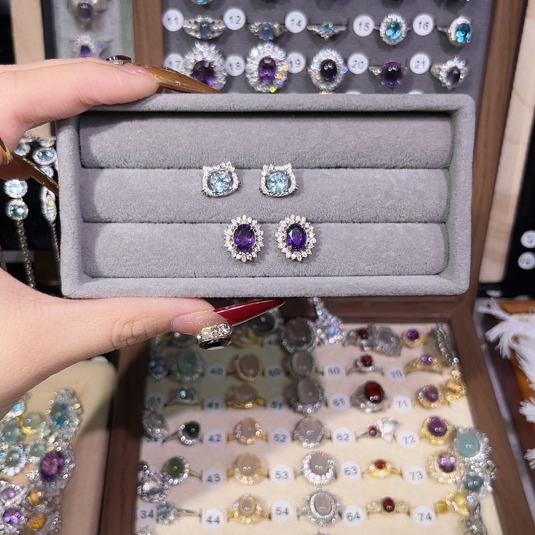 黄晶戒指银S925镀金镶嵌