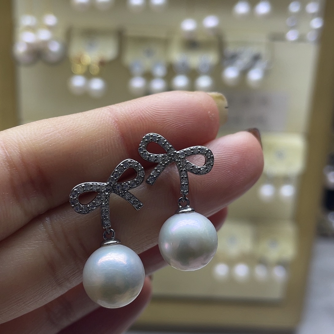 淡水珍珠耳饰银S925镶嵌