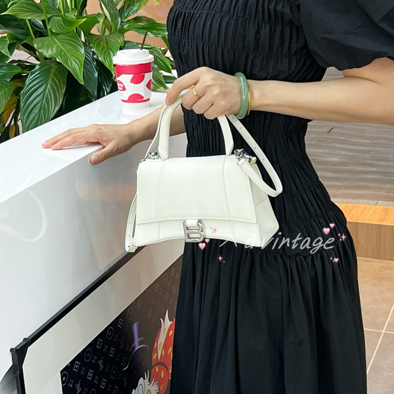 95新 Balenciaga/巴黎世家 入目 S码纯皮沙漏斜挎包 78807