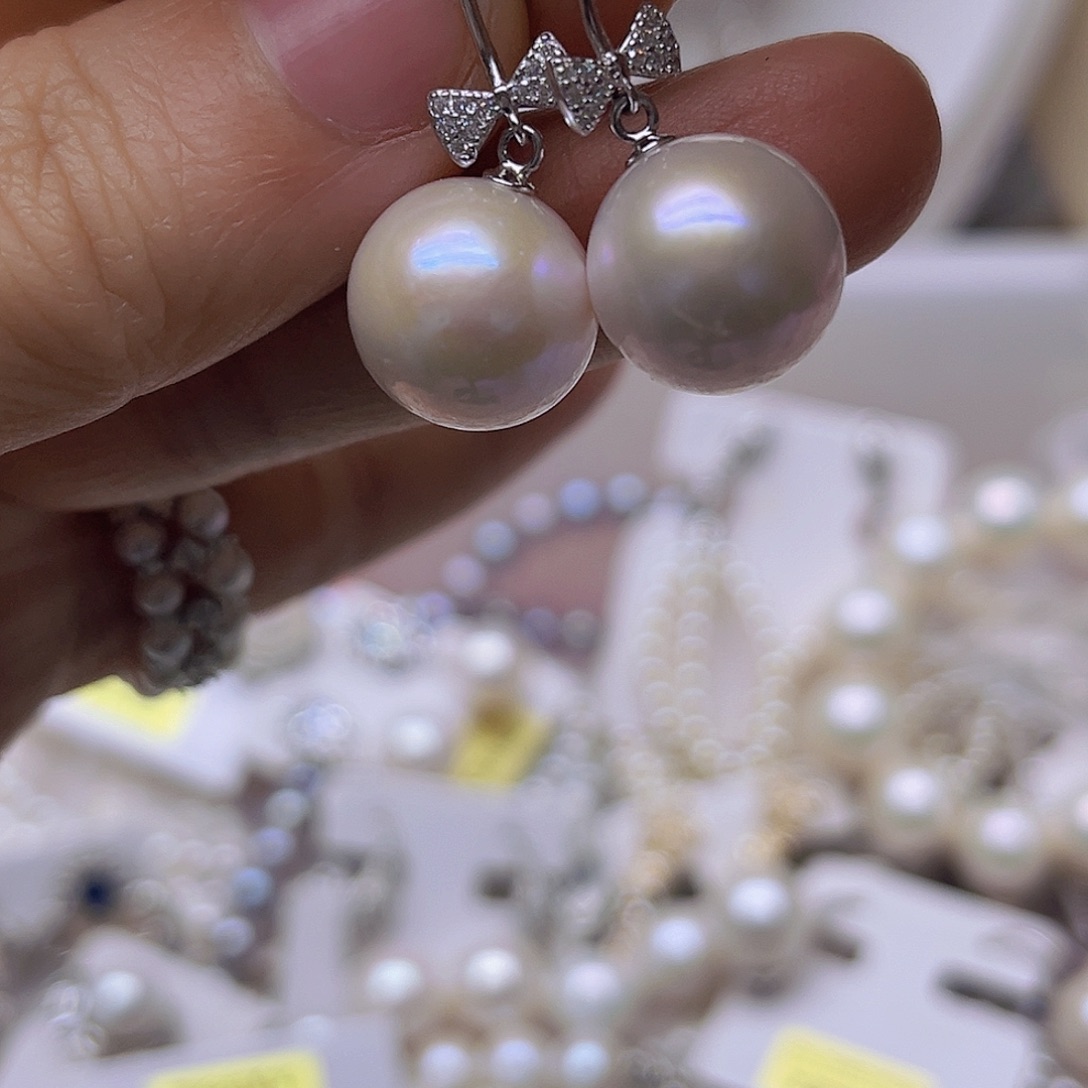 银S925镶嵌吊坠或者耳钉淡水珍珠