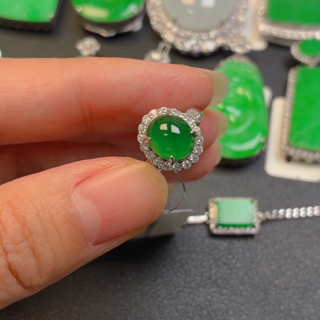 贵***师翡翠银S925镶嵌吊坠(不含链)戒指