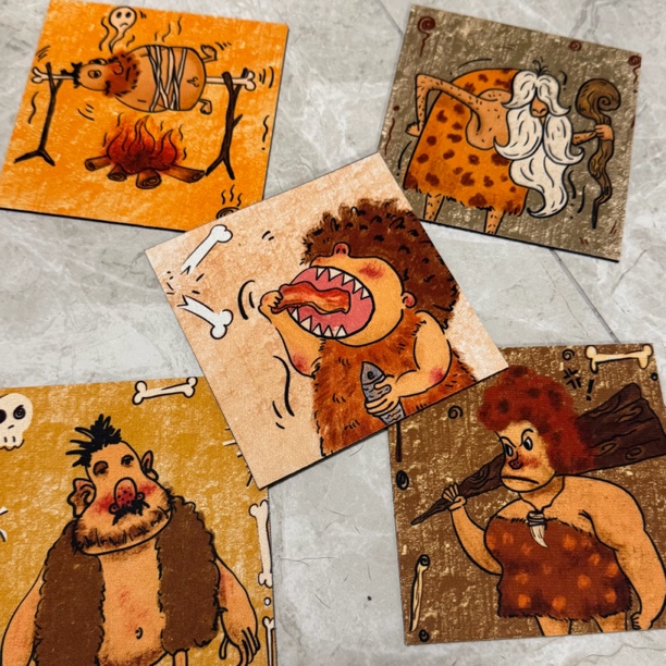 【野人一家】刘不想原创野人一家装饰画餐桌隔热垫桌垫杯垫