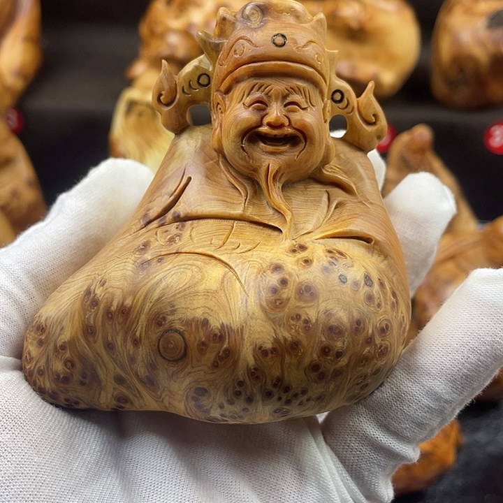 柏木（崖柏）财神手把件