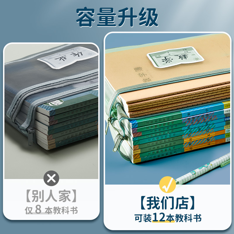 收纳袋大容量科目袋分科课本试卷分类袋拉链式小学生文件袋科目袋