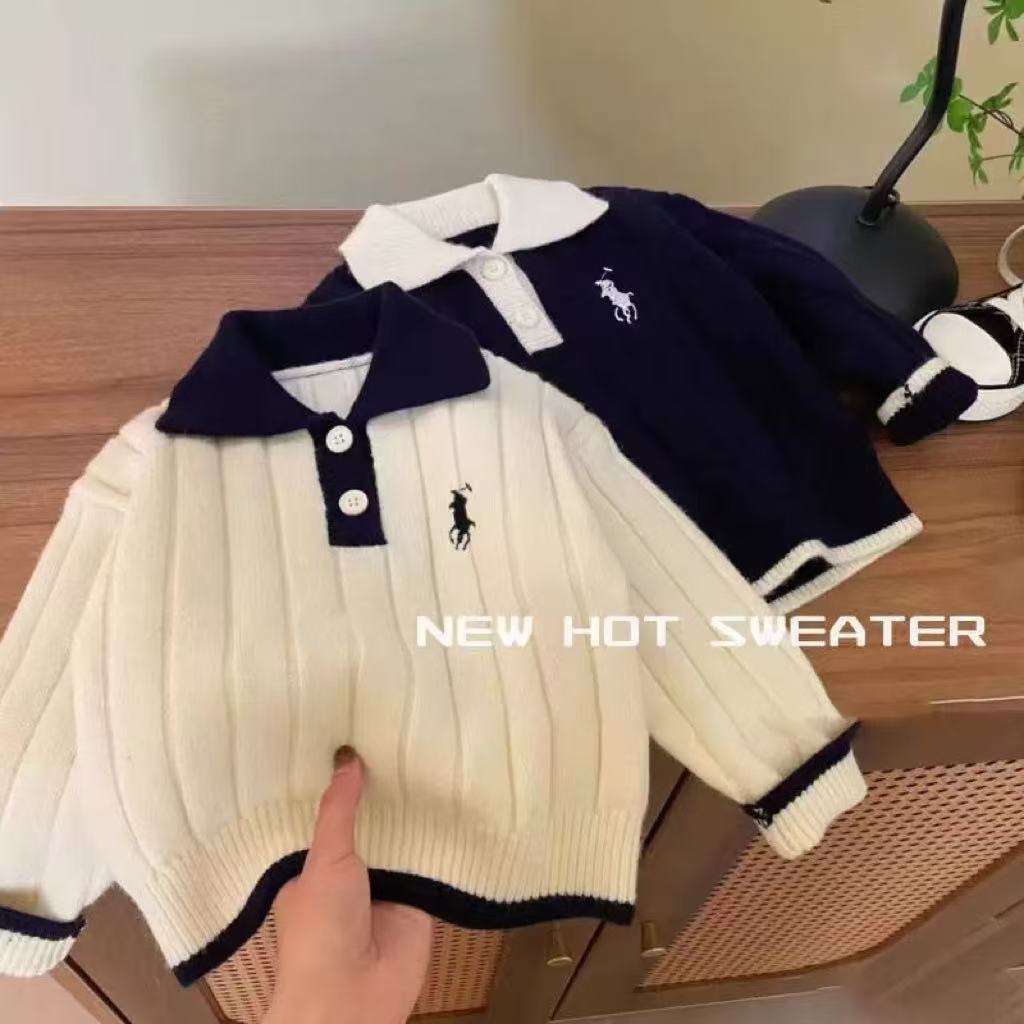 2025儿童翻领毛衣男童加厚百搭韩系宝宝针织衫洋气POLO韩版秋冬季