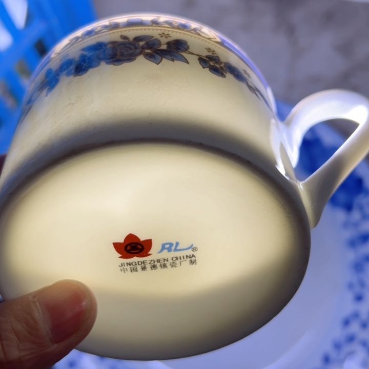 杯蓝金牡丹一个陶瓷陶瓷