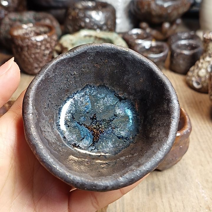 志野柴烧手捏主人杯8***1