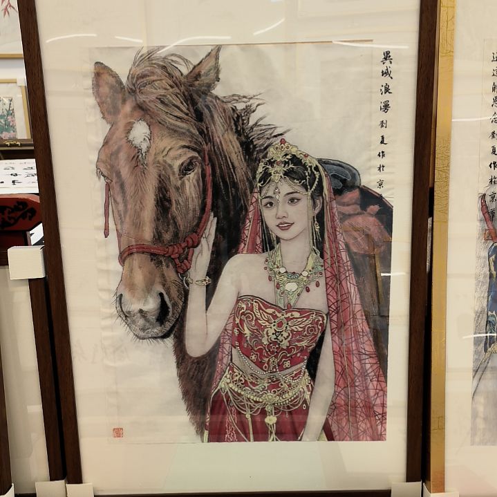 国画人物画作精品带框