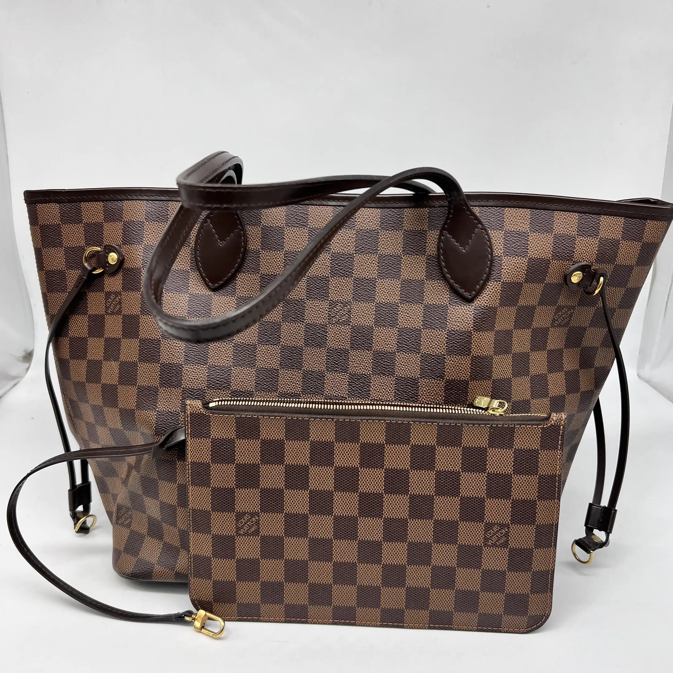 95新 LouisVuitton/路易威登 Lv neverfull棋盘格中号17年  21813