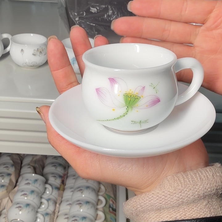 高端冰种耳朵主人杯带杯垫