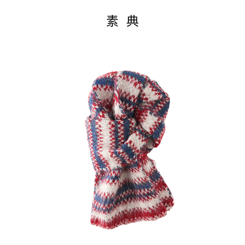 素典【彩条围巾】保暖韩版森系通用女条纹围巾秋冬气质冬季加厚6063