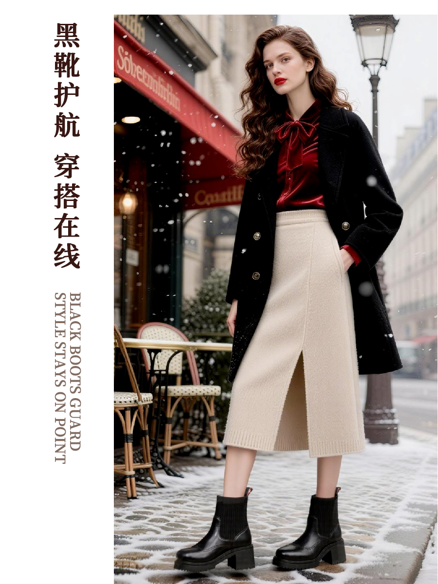 NM002真皮高跟短靴不累脚时装靴女新款切尔西弹力袜靴马丁靴女士