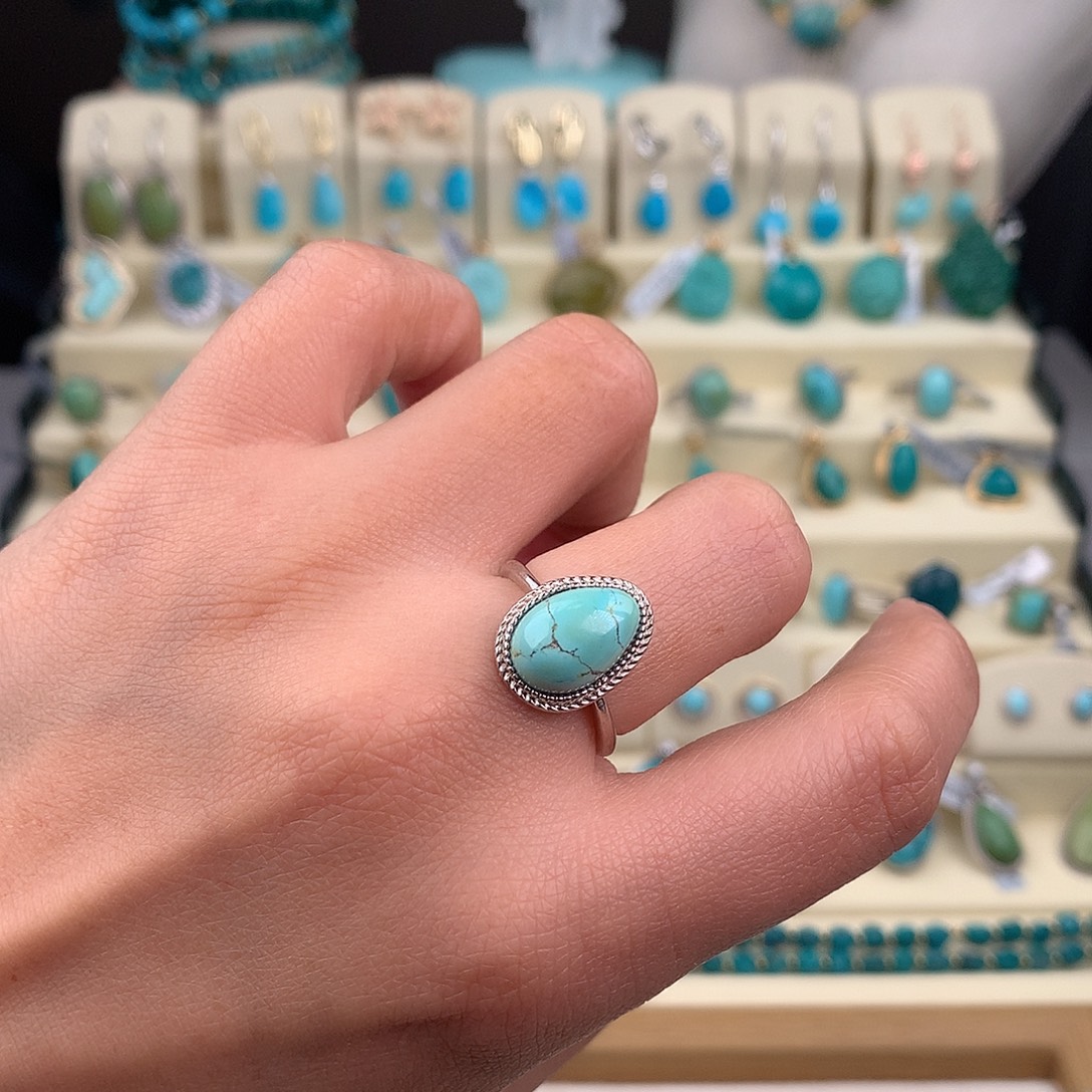 绿松石银S925镶嵌戒指