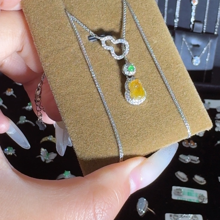 项链银S925镶嵌翡翠