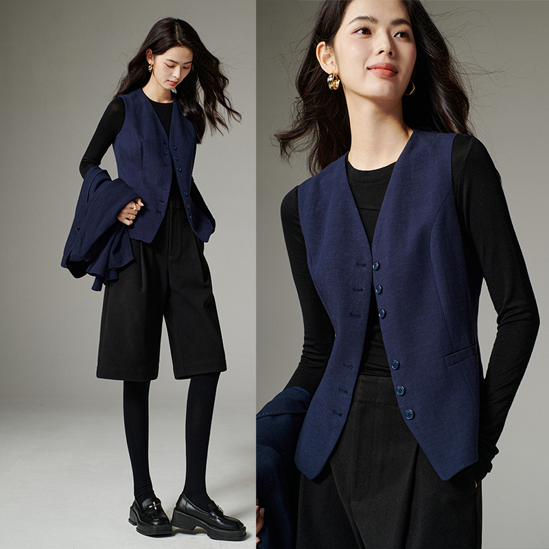 【新品】2025亚麻V领上衣百搭马甲女25052002