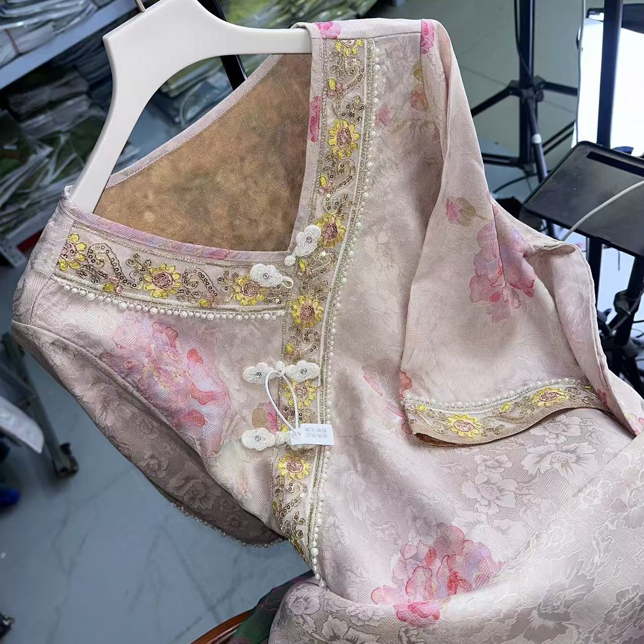 0373-常熟新中式v领秋季新款气质百搭显瘦连衣裙