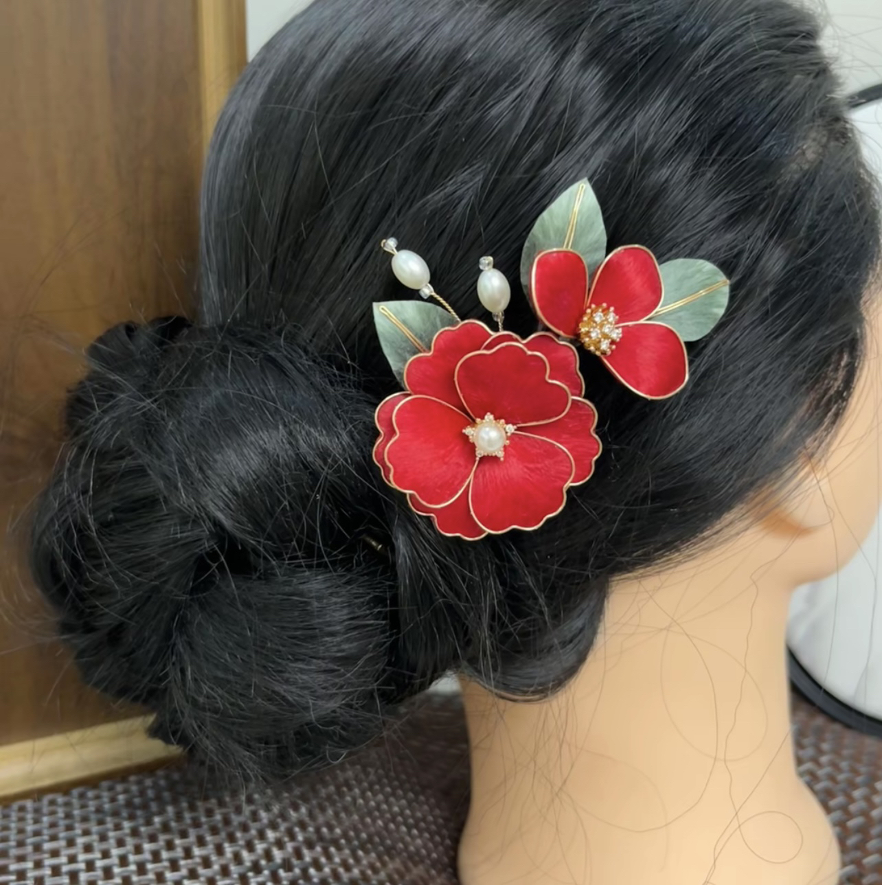 雨点儿非遗蚕丝绒花纯手工制作超仙百搭国风发簪发夹气质发饰头饰