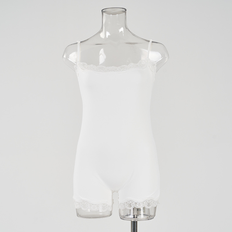 可调节蕾丝裆连体衣透气欧美吊带修身性感裸感提臀平角美背夏季