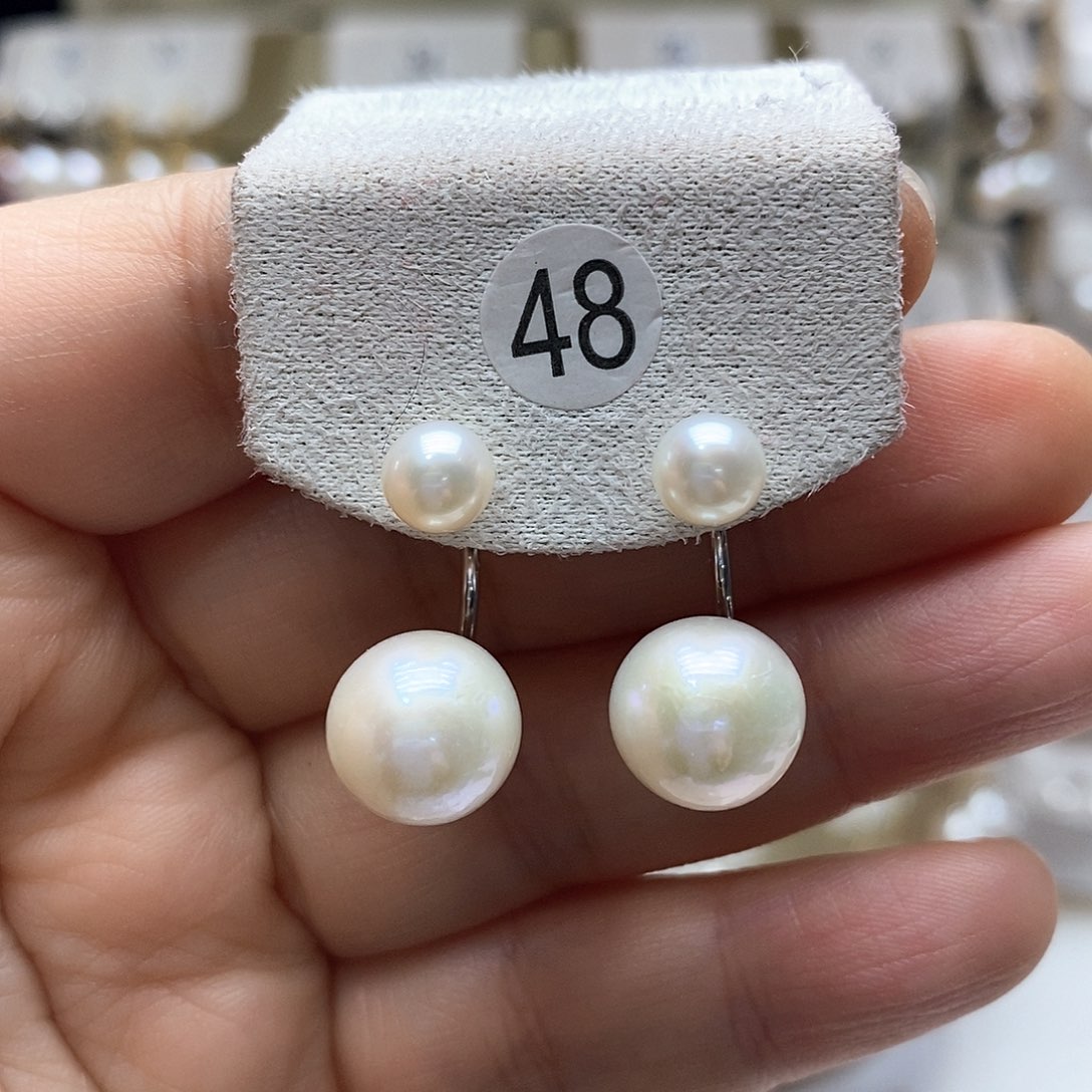 淡水珍珠耳饰银S925镶嵌