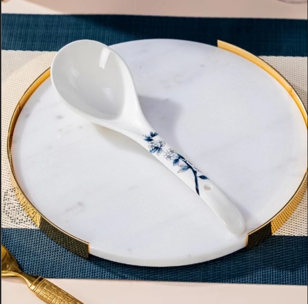 [青花大汤勺盛汤家用单个装]景德镇高档骨瓷餐具正宗景德镇餐具
