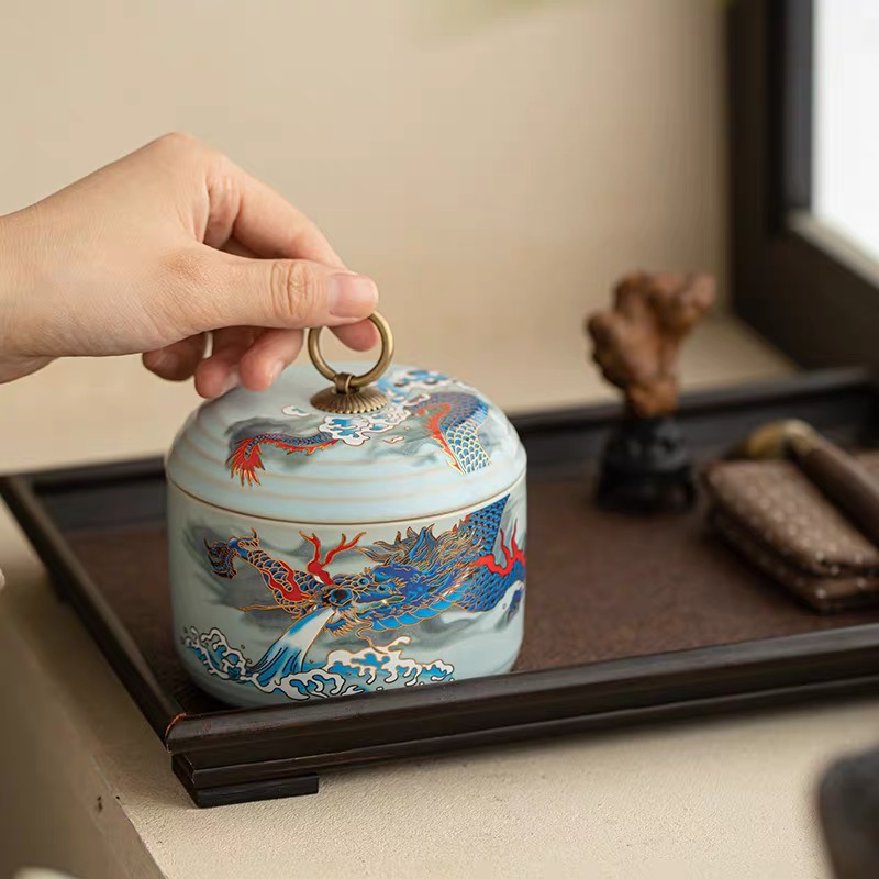 F080-紫砂祥龙茶叶罐JSYTC 龙纹茶叶罐