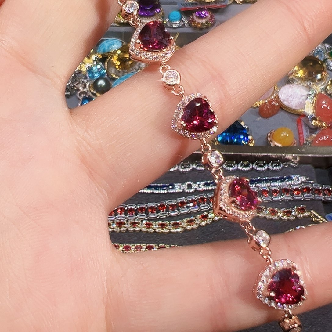 银S925镶嵌手链石榴石