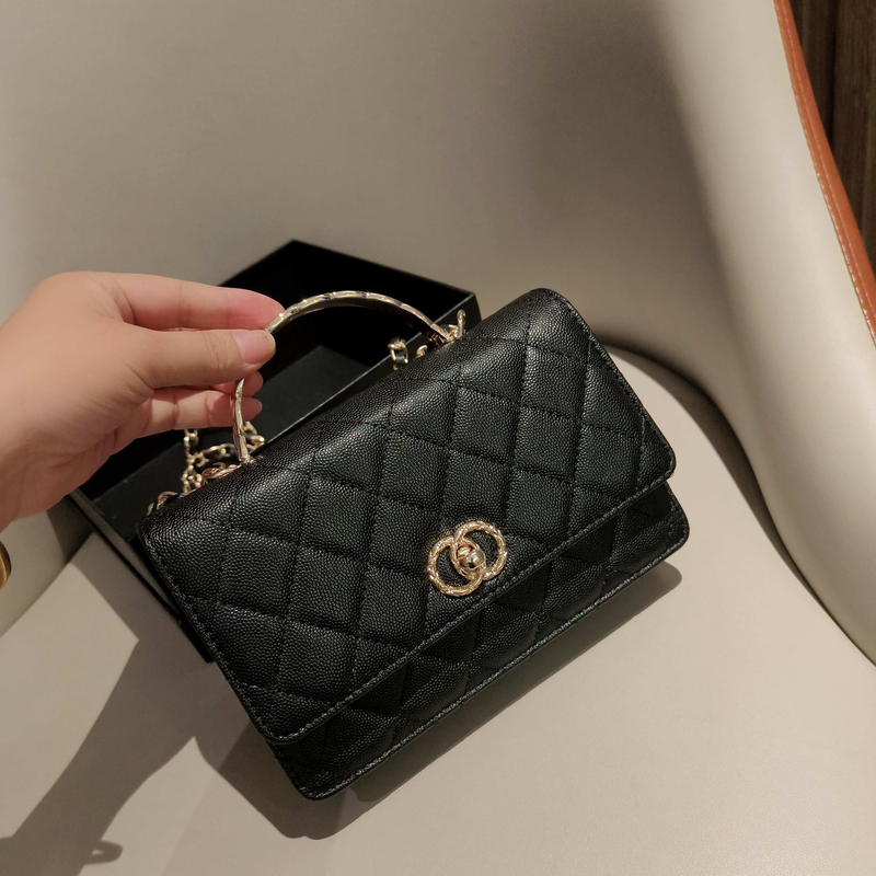 小香风发财包高级简约鱼子酱手拎单肩斜跨女包 8010