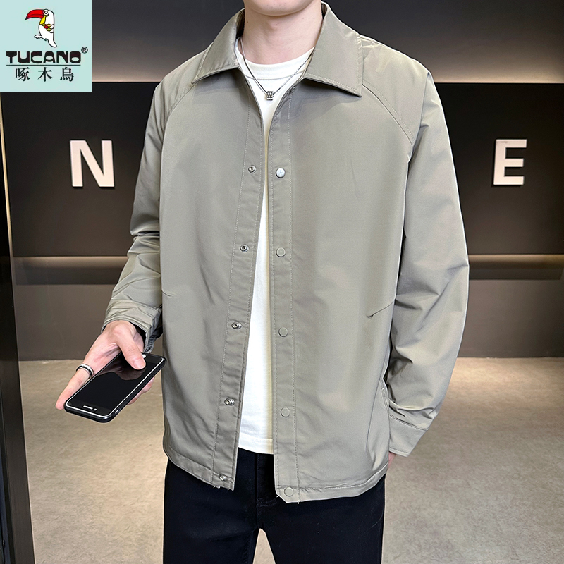 TUCANO/啄木鳥纯色翻领秋季新款男士工装夹克休闲百搭上衣外套男