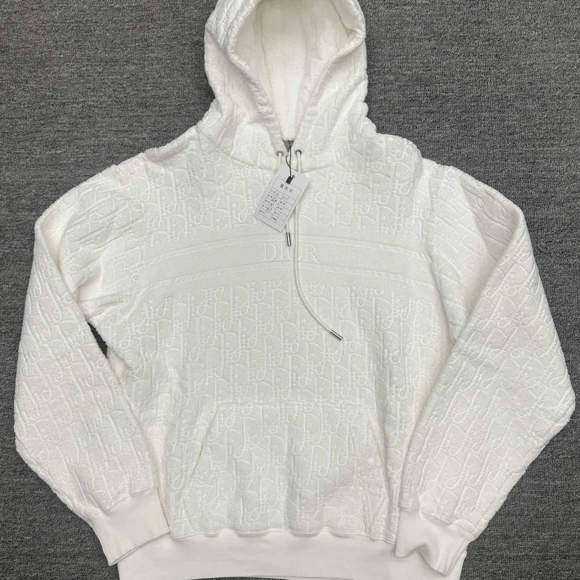 99新 DIOR/迪奥 L Dior 满印毛巾帽衫 白色