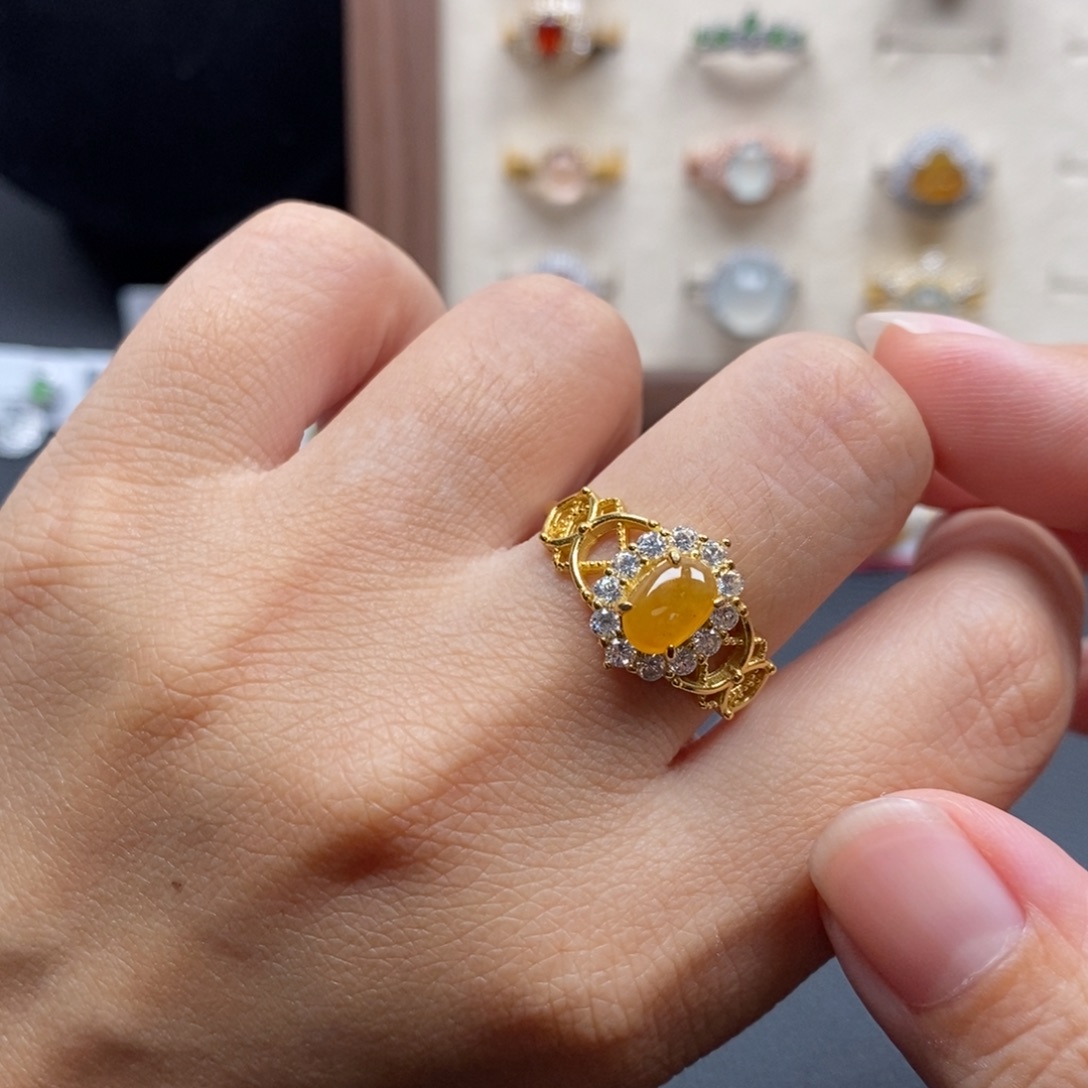 翡翠银S925镶嵌戒指有棉点