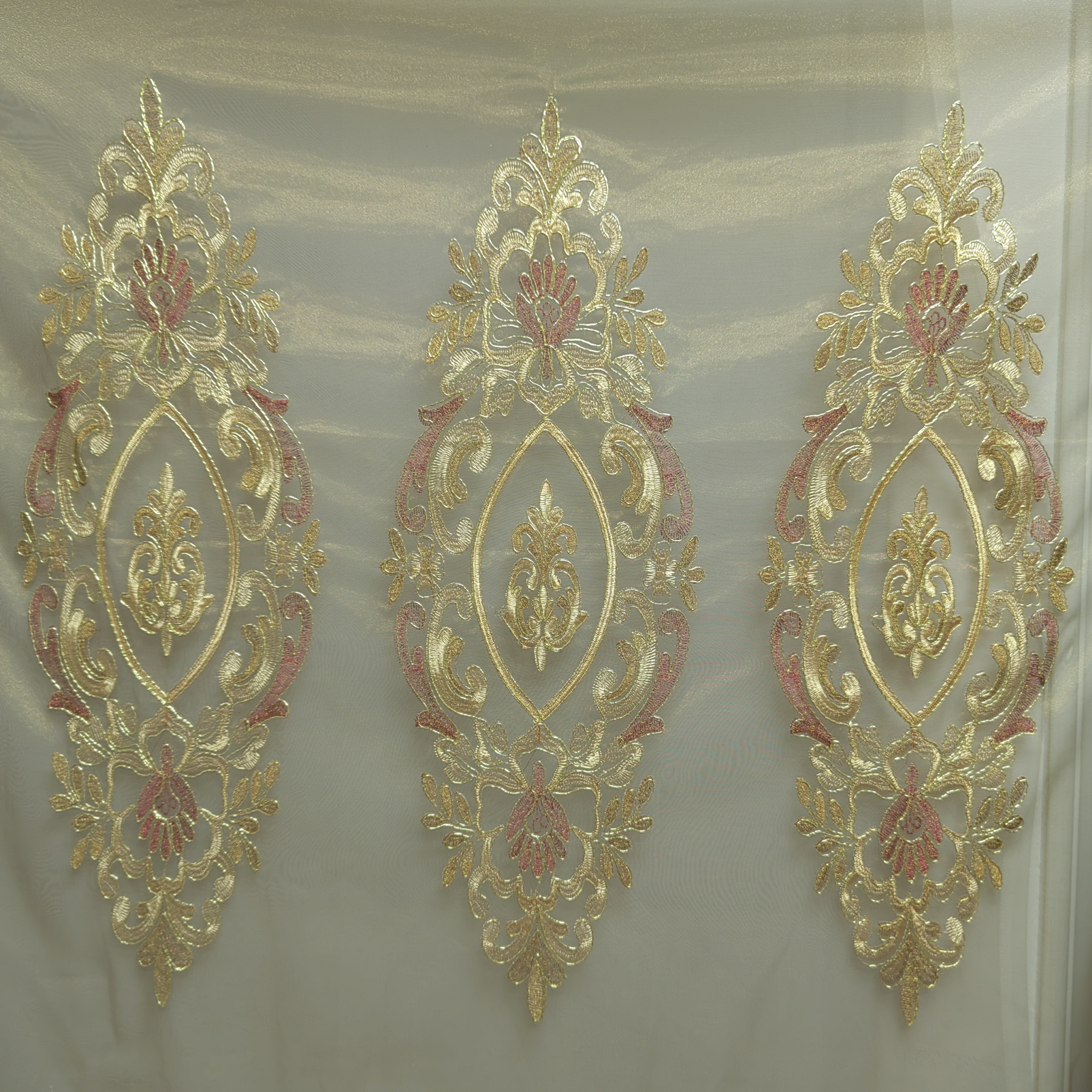 01210 挂钩款成品刺绣落地客厅阳光纱帘宽6.8米高2..7米免费对开